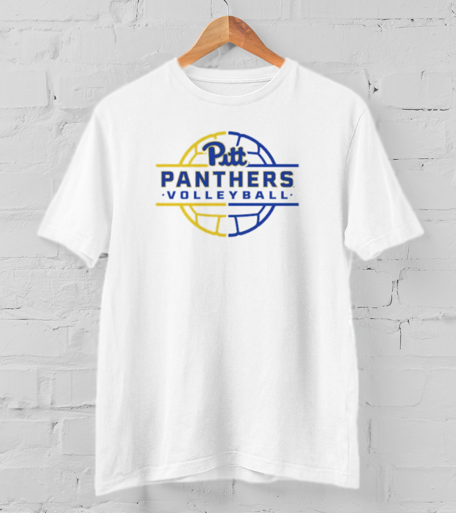 Pitt Panthers Volleyball Blue And Yellow Circle Text T-Shirt