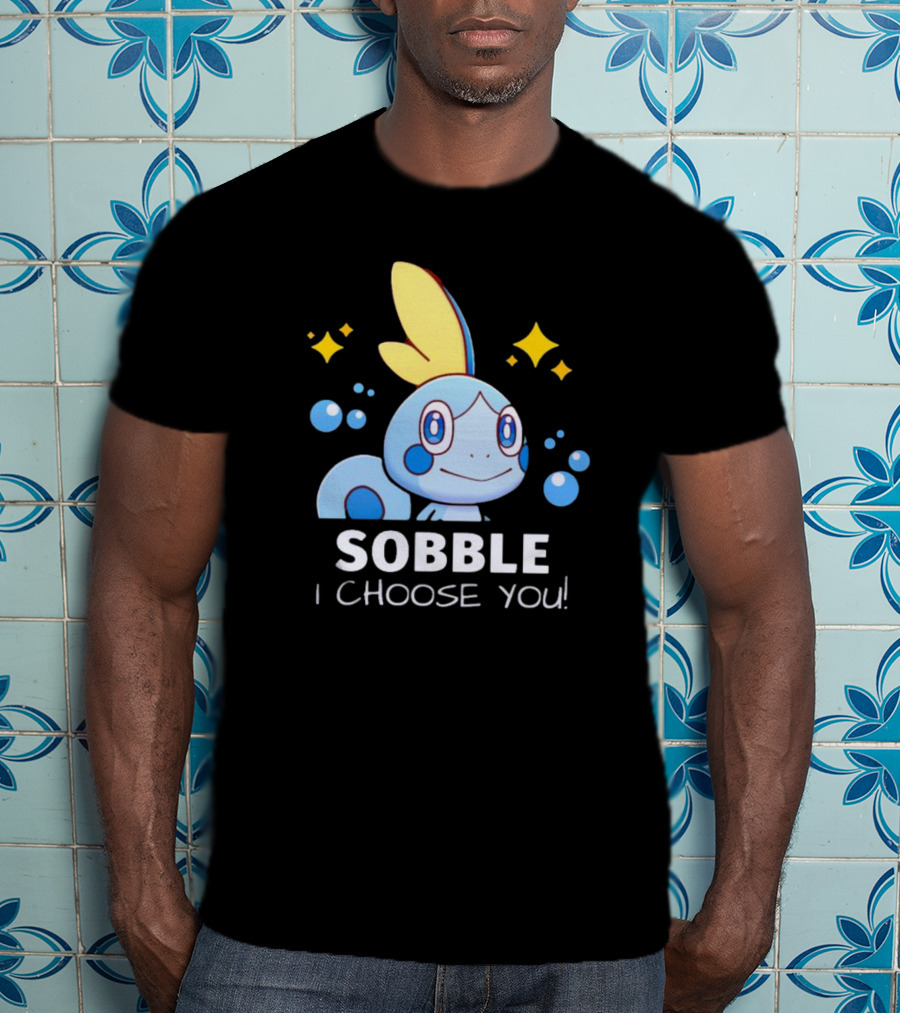 Sobble I Choose You Pokémon Character Art Sparkles And Bubbles T-Shirt