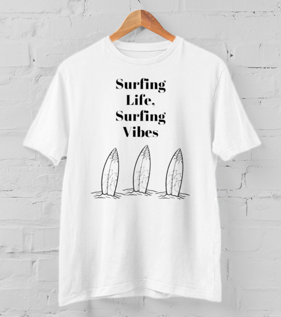 Surfing Life Surfing Vibes Three Surfboards In Waves T-Shirt