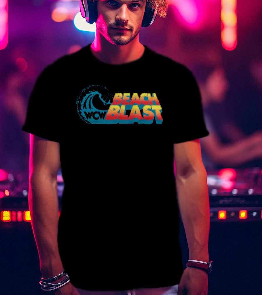 WCW Beach Blast Vintage Wrestling Event Logo Retro Wave T-Shirt