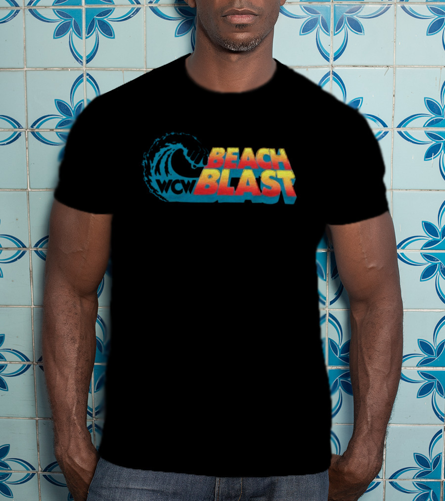 WCW Beach Blast Vintage Wrestling Event Logo Retro Wave T-Shirt