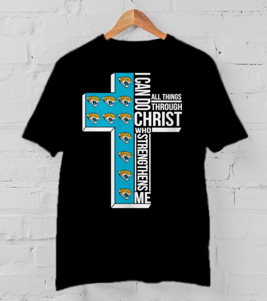 Jacksonville Jaguars Faithful Strength In Christ Cross With Team T-Shirt