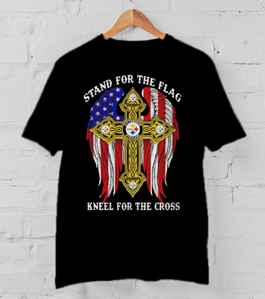 Stand For The Flag Kneel For The Cross Pittsburgh Steelers American Flag Cross T-Shirt
