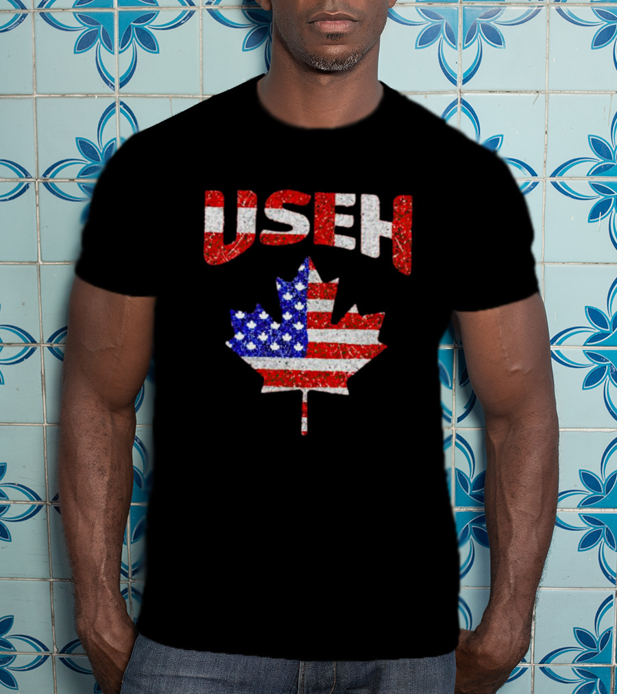 USEH Leaf Canadian American Flag T-Shirt
