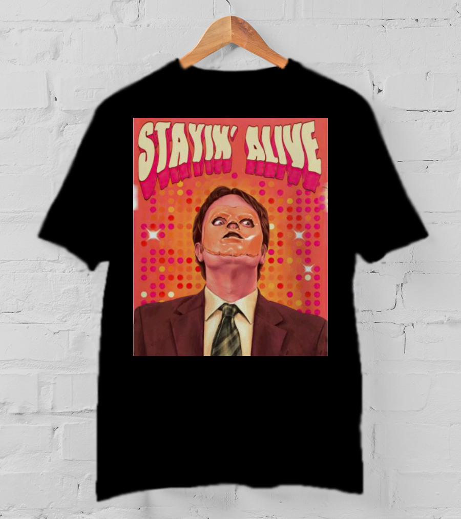 Stayin' Alive Dwight Schrute Retro Disco T-Shirt