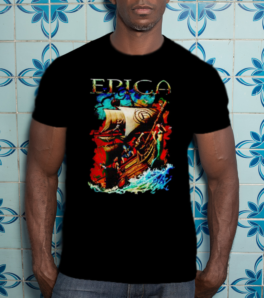 EPICA Pirate Ship Adventure With Mythical Creatures And Ocean Waves T-Shirt