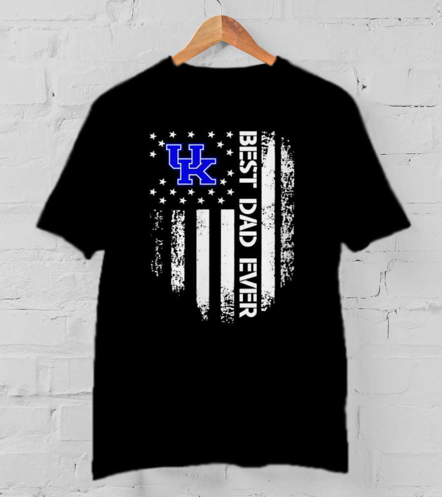 Kentucky Wildcats Best Dad Ever Vertical Stars Stripes T-Shirt