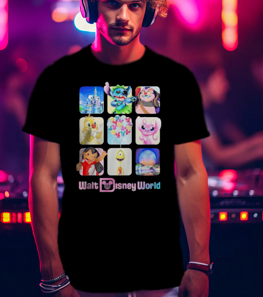 Walt Disney World Lilo Stitch Angel Experiment 626 Spaceship Earth Cinderella Castle T-Shirt