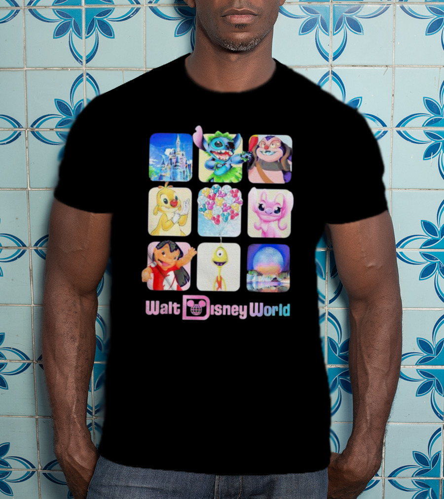 Walt Disney World Lilo Stitch Angel Experiment 626 Spaceship Earth Cinderella Castle T-Shirt