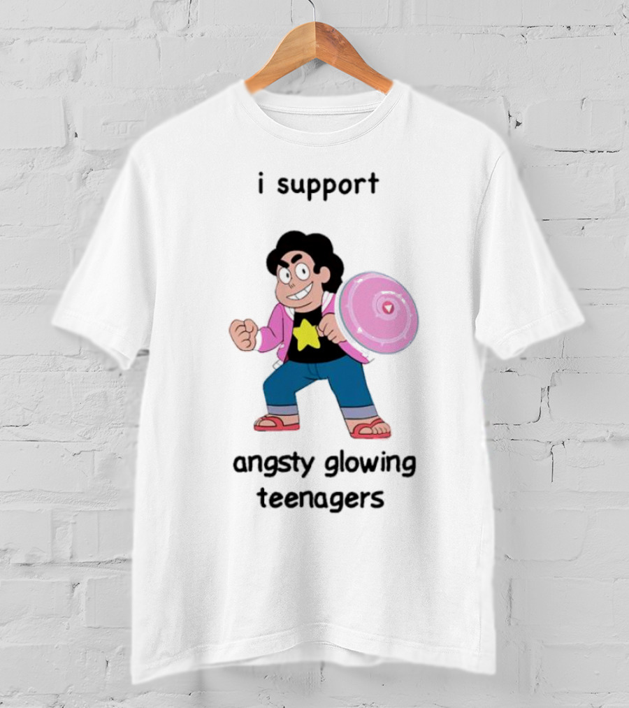 I Support Angsty Glowing Teenagers Steven Universe Shield T-Shirt