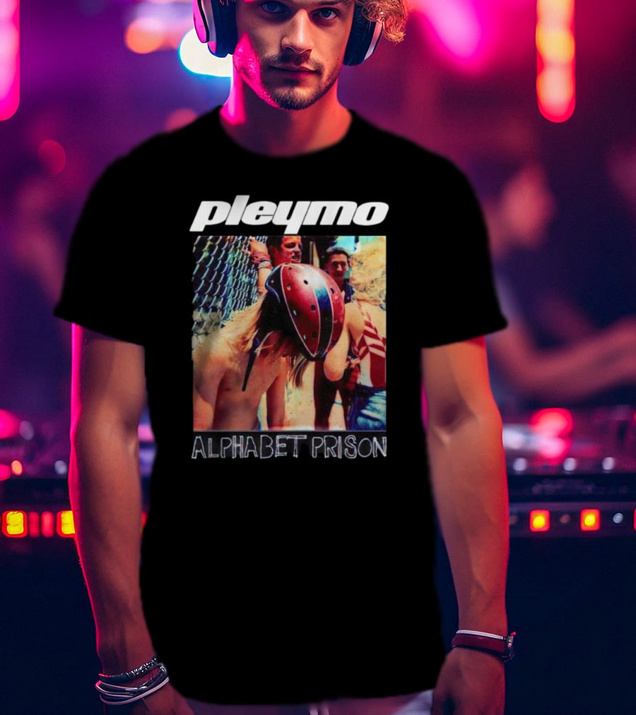Pleymo Alphabet Prison Helmeted Figure By Fence T-Shirt
