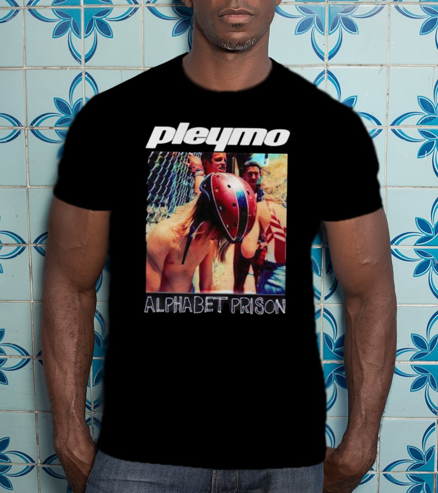 Pleymo Alphabet Prison Helmeted Figure By Fence T-Shirt