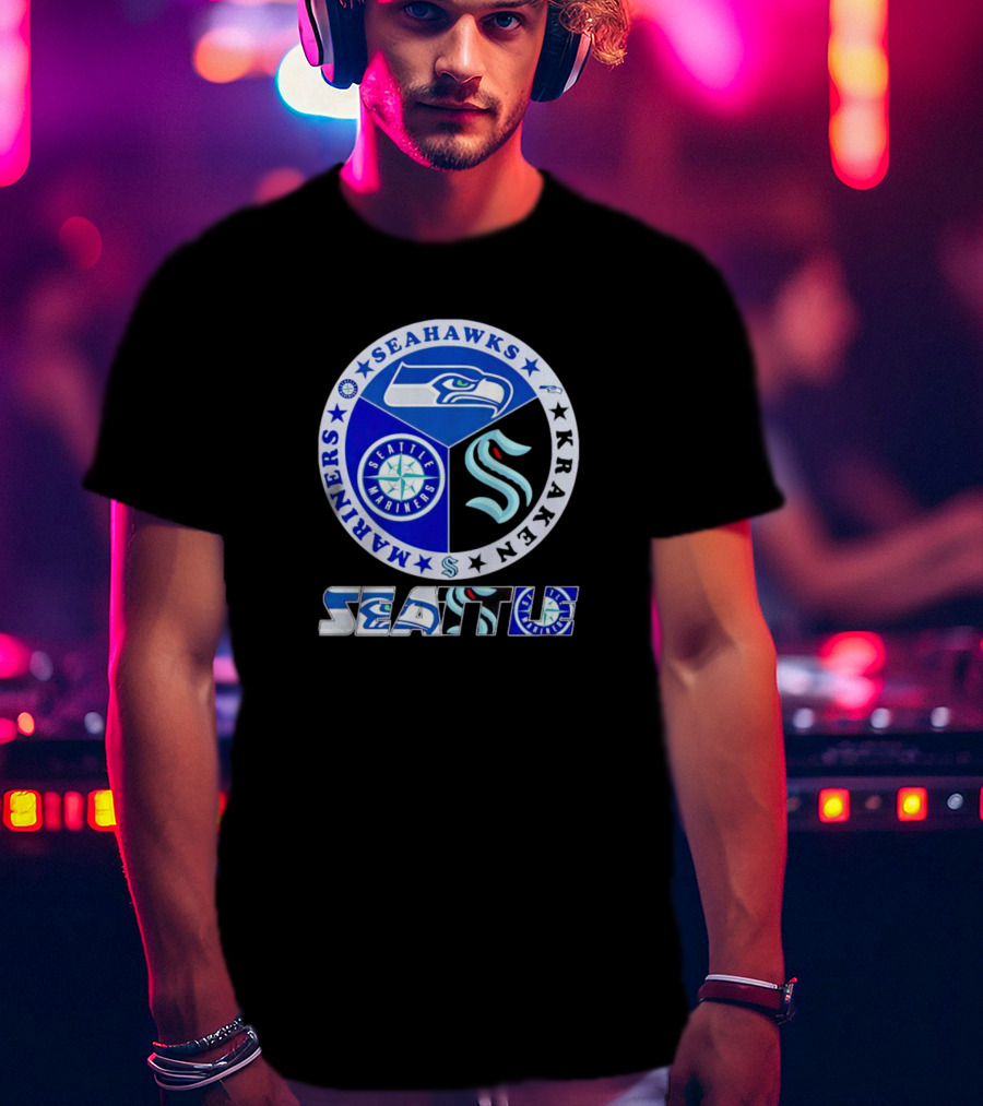 Seattle Seahawks Mariners Kraken Sports T-Shirt