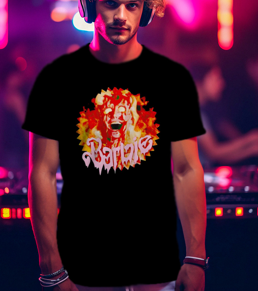 Barbenheimer Barbie Horror Flames T-Shirt