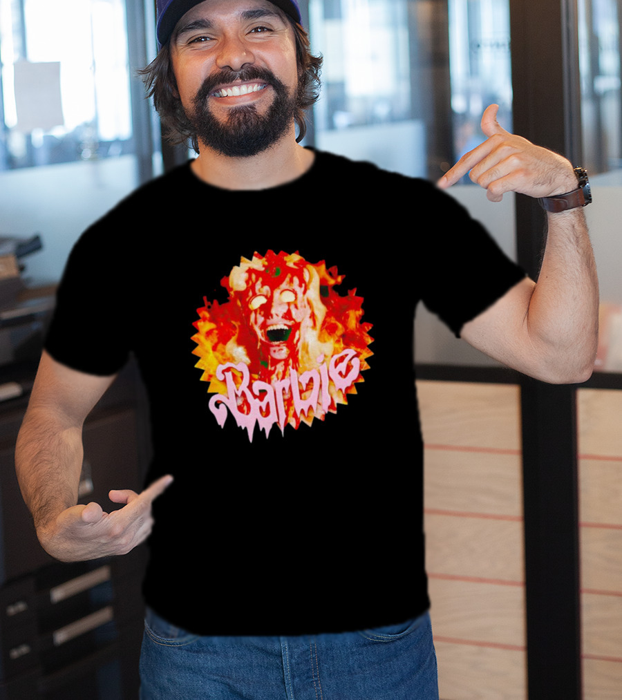 Barbenheimer Barbie Horror Flames T-Shirt