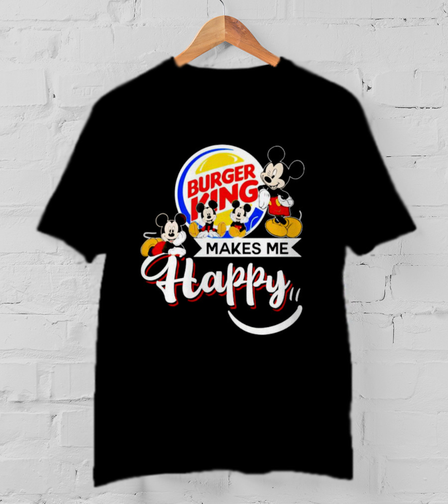 Burger King Makes Me Happy Mickey With Iconic Mouse Characters T-Shirt