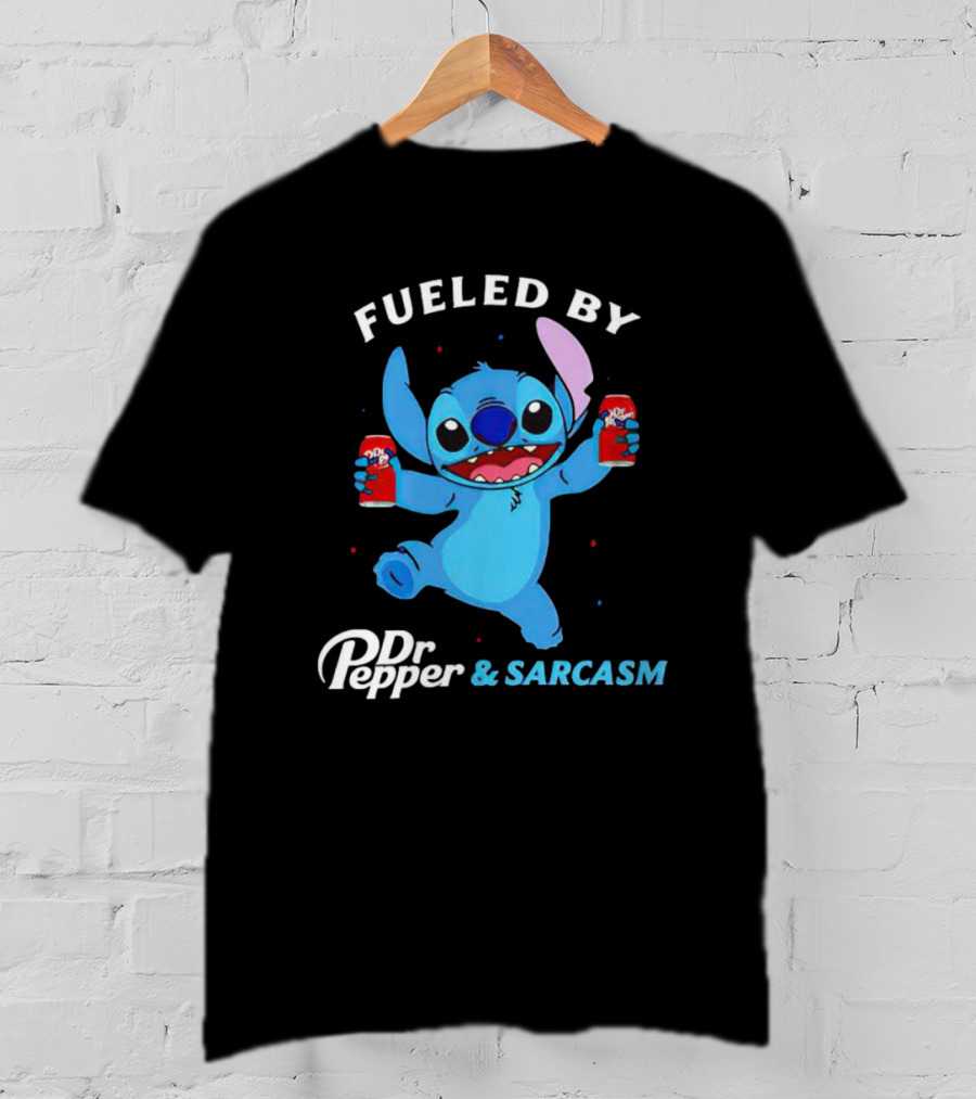 Fueled By Dr Pepper And Sarcasm Stitch Holding Cans T-Shirt