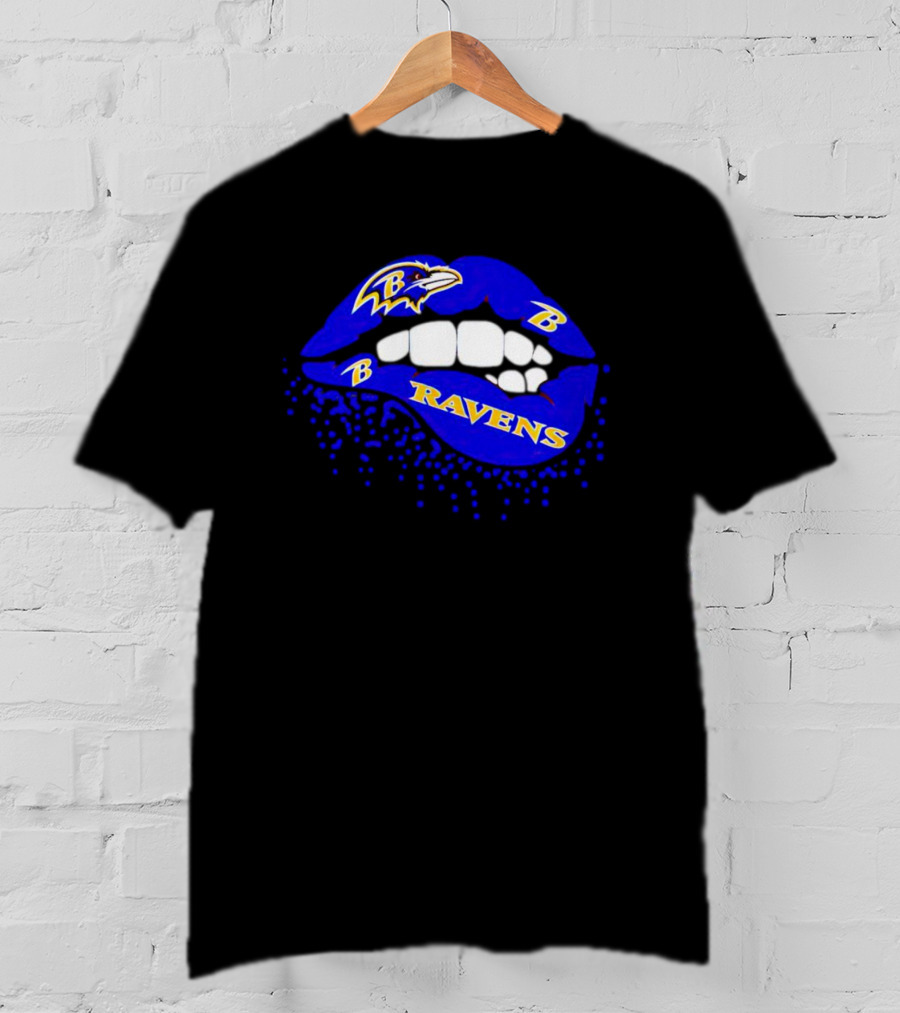Baltimore Ravens B Lip Logo Blue And White Fan T-Shirt