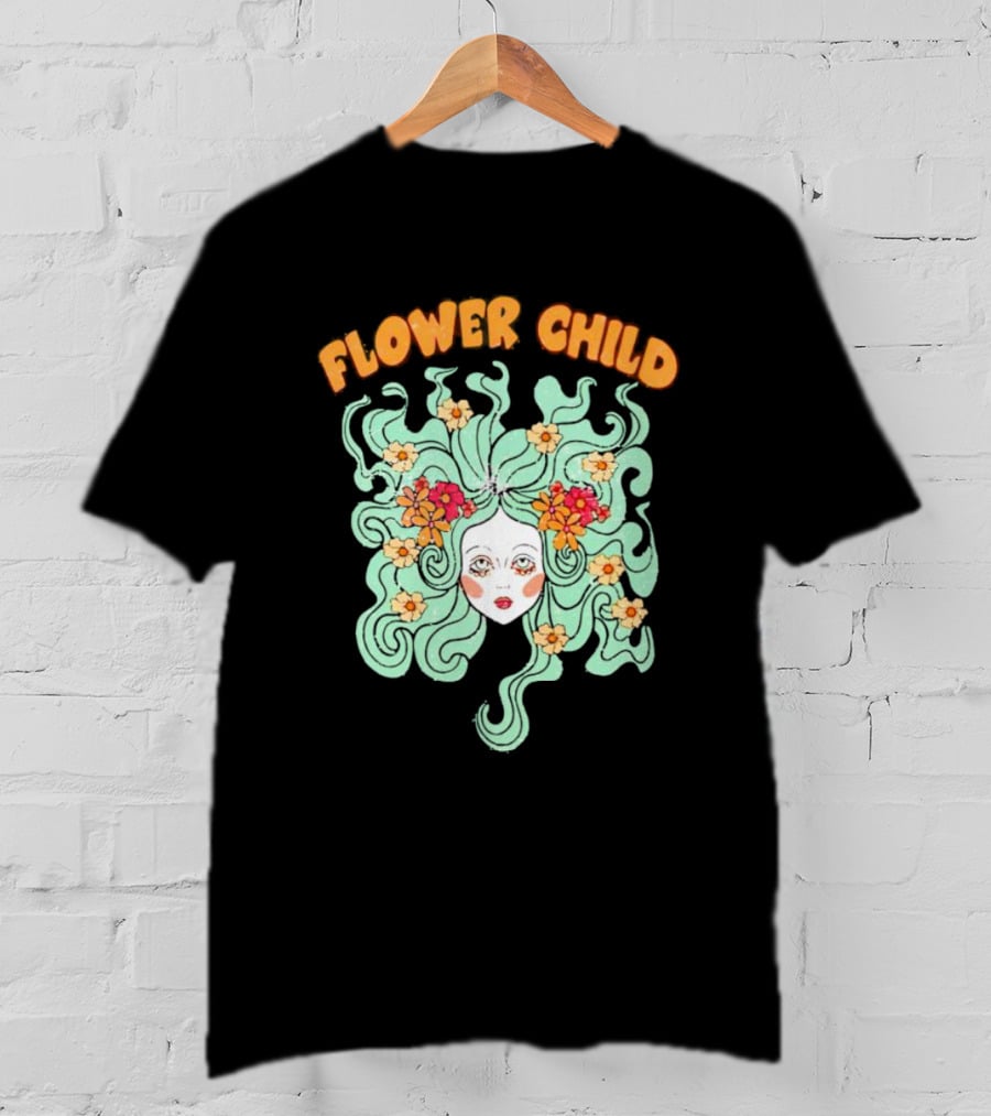 Flower Child Feminist Groovy Floral Goddess Hair T-Shirt