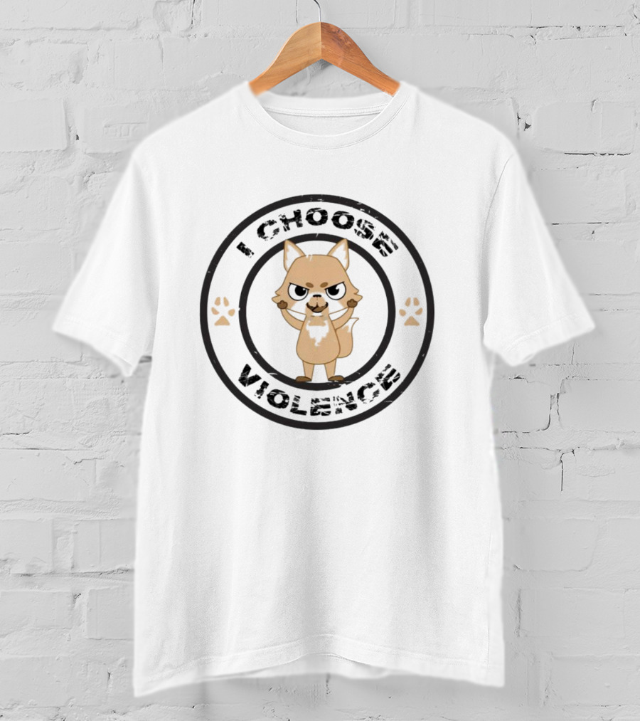 I Choose Violence Angry Fox With Paw Prints T-Shirt