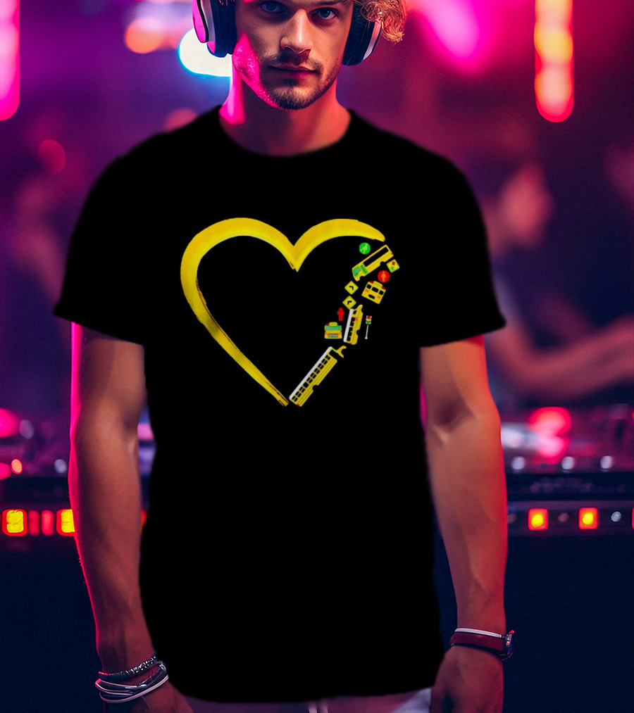 School Bus Driver Heart Traffic Sign And School Crossing T-Shirt