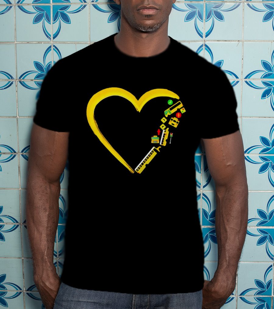 School Bus Driver Heart Traffic Sign And School Crossing T-Shirt