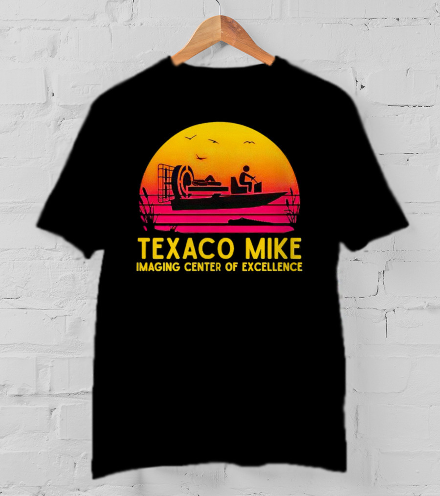 Texaco Mike Imaging Center Of Excellence Airboat Sunset Scene T-Shirt