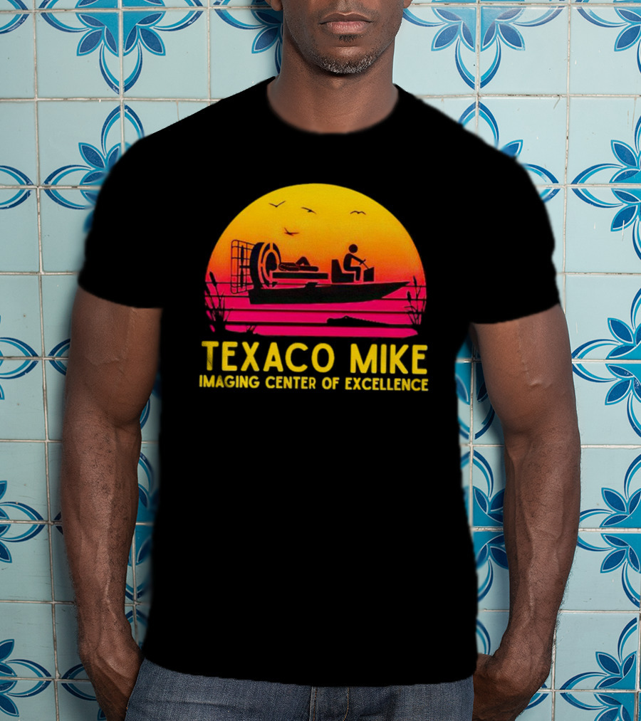 Texaco Mike Imaging Center Of Excellence Airboat Sunset Scene T-Shirt