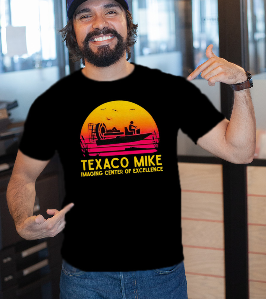 Texaco Mike Imaging Center Of Excellence Airboat Sunset Scene T-Shirt