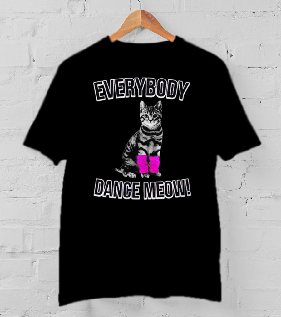 Everybody Dance Meow Cat With Pink Leg Warmers T-Shirt