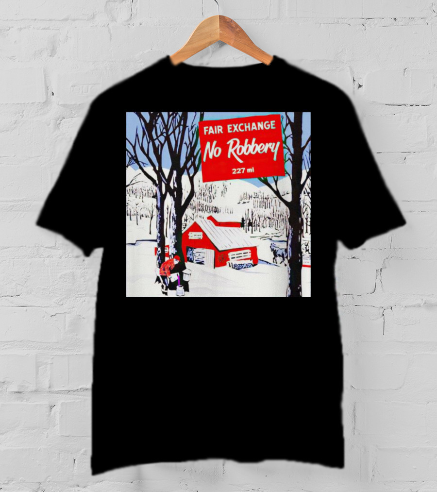 Fair Exchange No Robbery 227 Ml Winter Scene With Red Barn T-Shirt