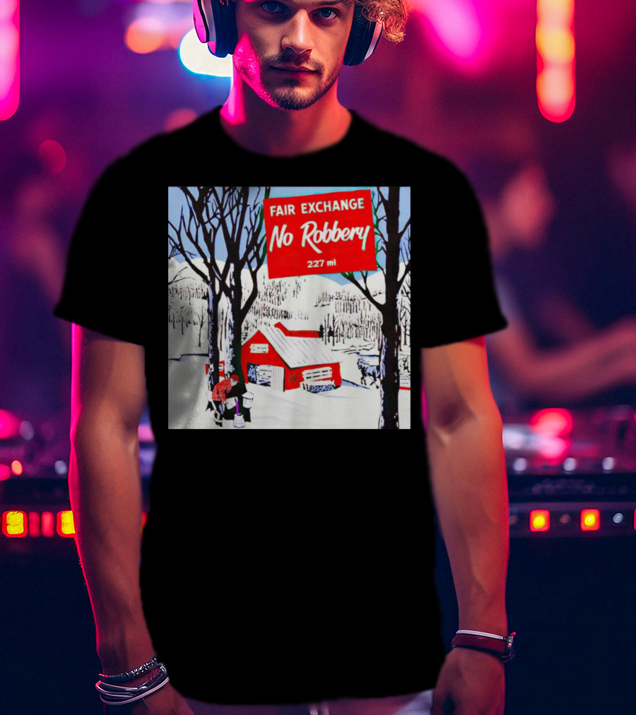 Fair Exchange No Robbery 227 Ml Winter Scene With Red Barn T-Shirt