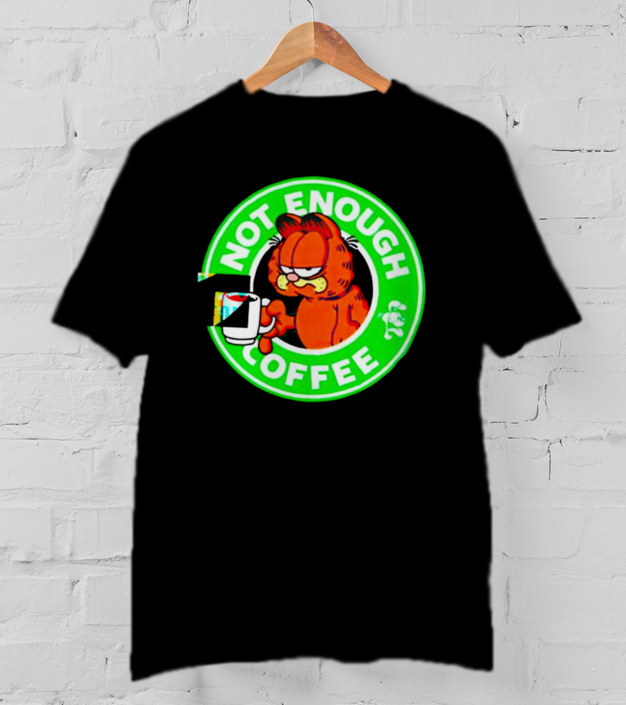 Garfield Not Enough Coffee Circular Green Badge Mood T-Shirt