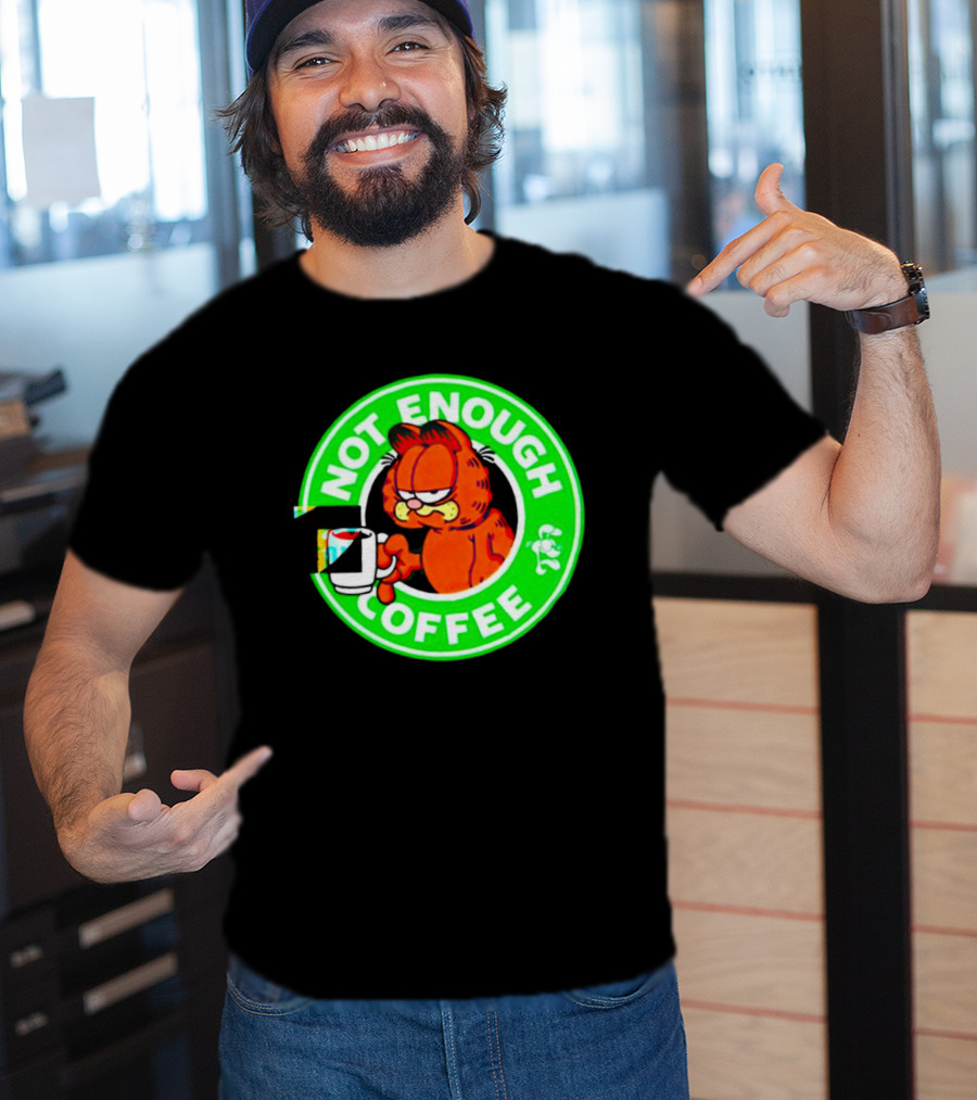 Garfield Not Enough Coffee Circular Green Badge Mood T-Shirt