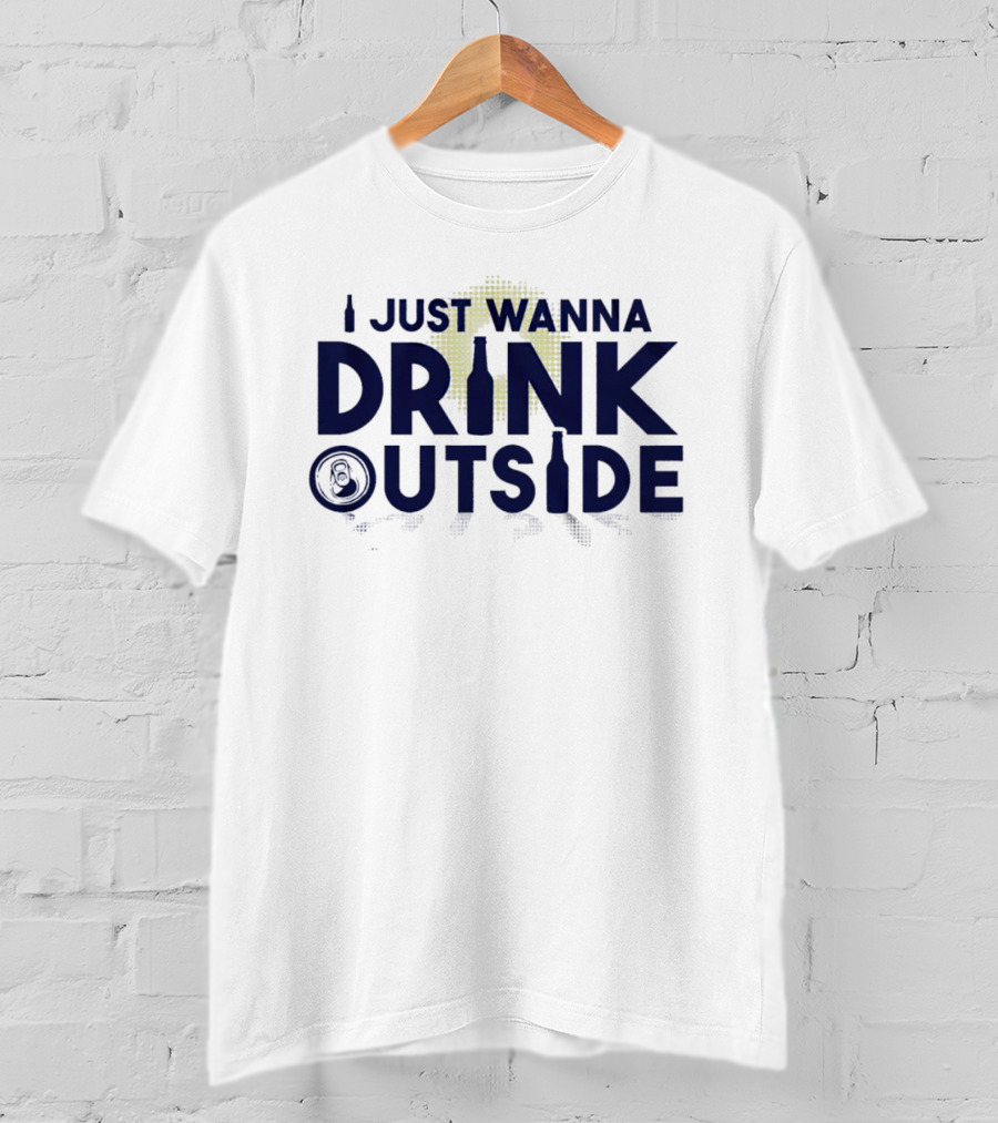 I Just Wanna Drink Outside Full Moon Nighttime Beer Can And Bottle T-Shirt