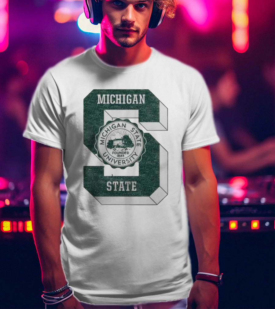 Michigan State University Vintage Seal Large S Emblem T-Shirt