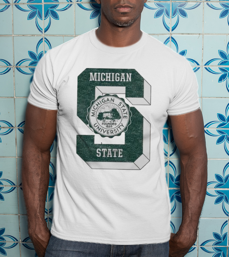 Michigan State University Vintage Seal Large S Emblem T-Shirt