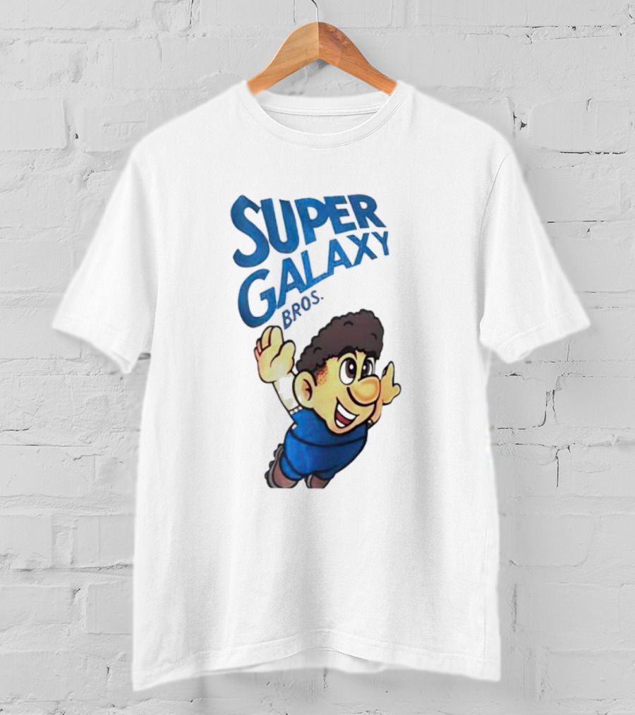 Super Galaxy Bros Flying Character In Blue T-Shirt