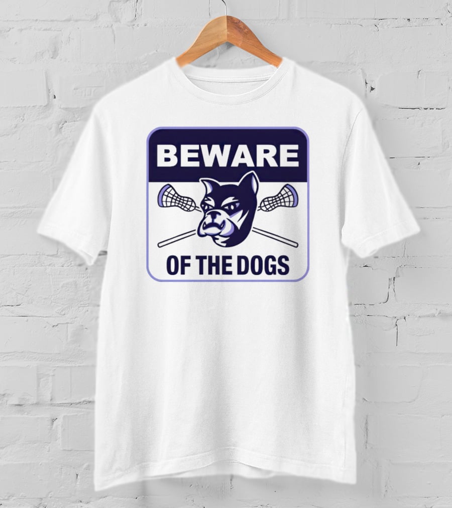 Waterdogs Lacrosse Club Beware Of The Dogs Iconic Logo With Lacrosse Sticks T-Shirt