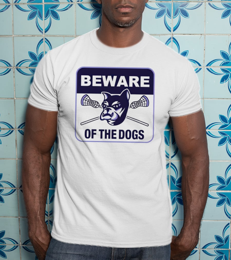Waterdogs Lacrosse Club Beware Of The Dogs Iconic Logo With Lacrosse Sticks T-Shirt