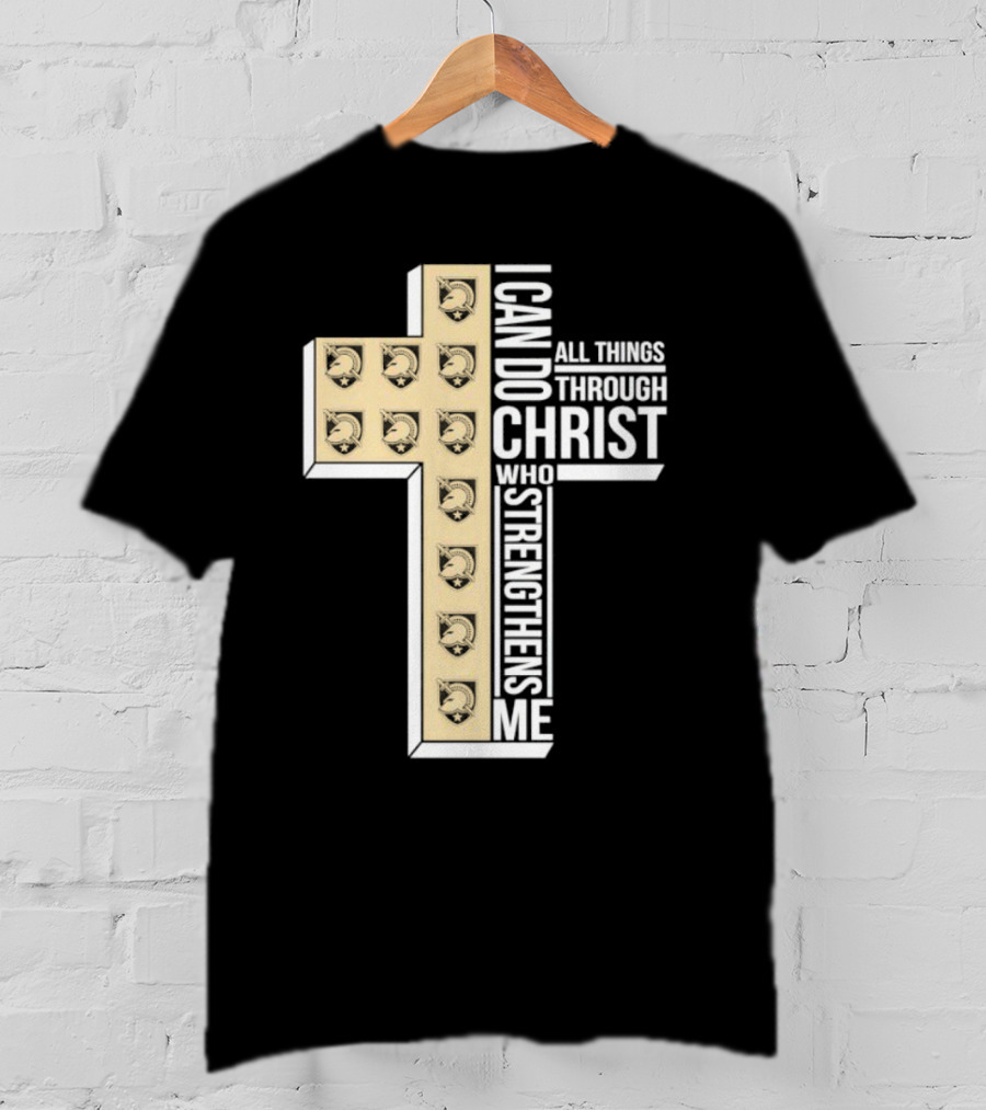Black Knights I Can Do All Things Through Christ Who Strengthens Me Cross T-Shirt