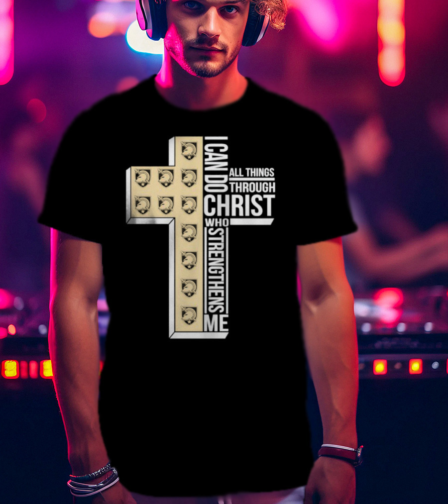 Black Knights I Can Do All Things Through Christ Who Strengthens Me Cross T-Shirt