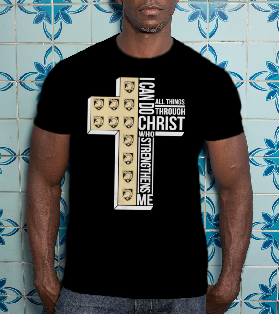 Black Knights I Can Do All Things Through Christ Who Strengthens Me Cross T-Shirt