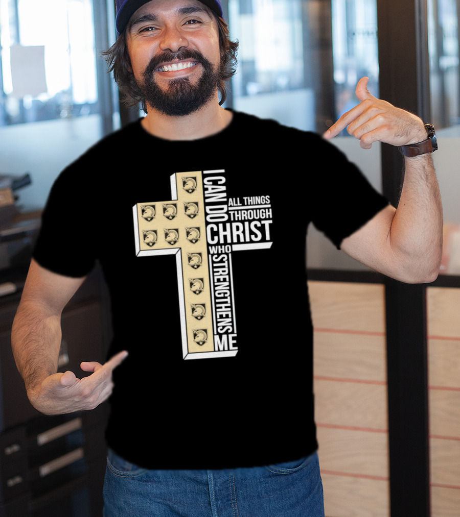 Black Knights I Can Do All Things Through Christ Who Strengthens Me Cross T-Shirt