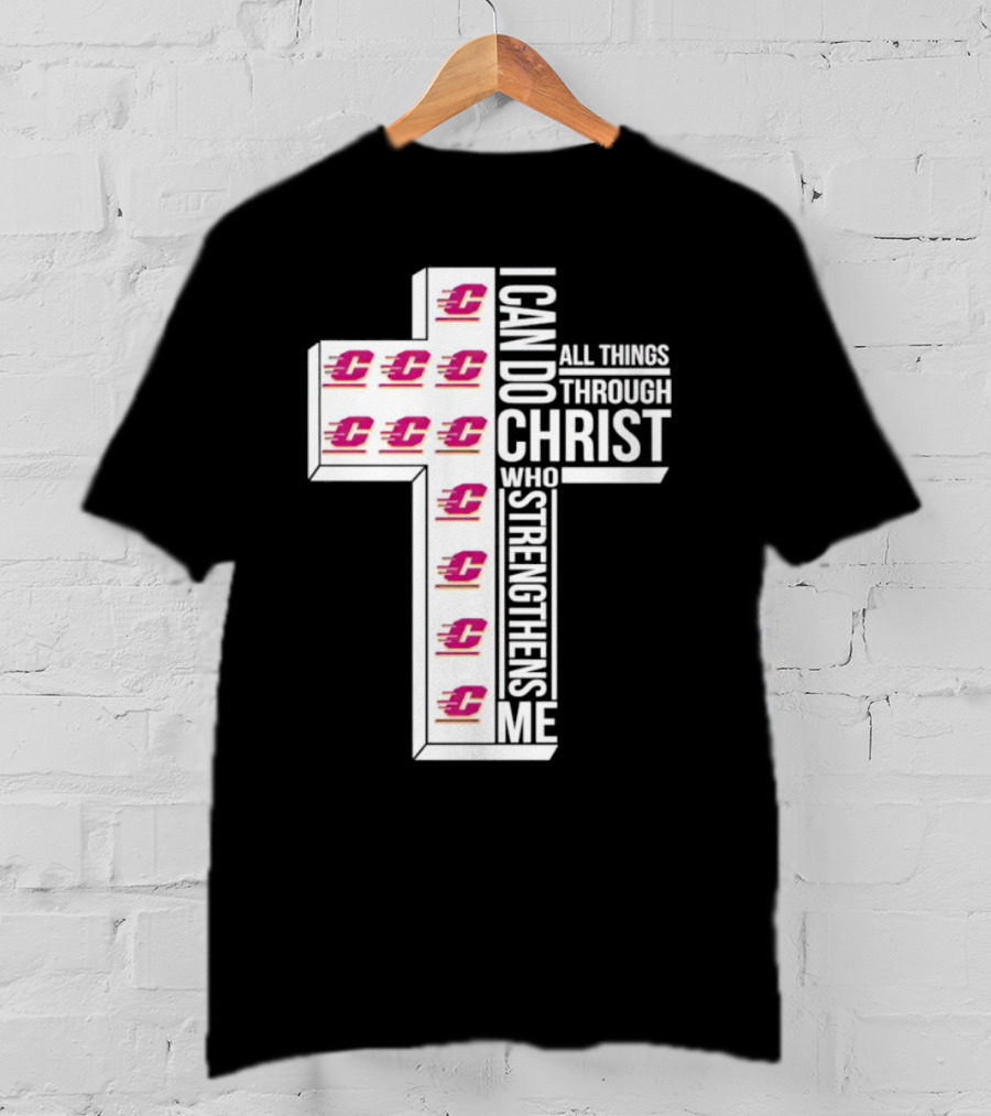 Central Michigan Chippewas I Can Do All Things Through Christ Who Strengthens Me Cross T-Shirt