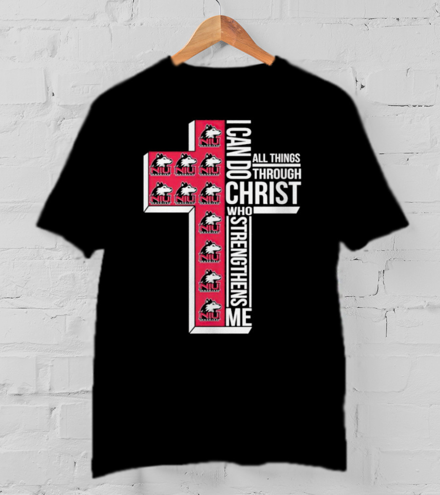 NIU Huskies I Can Do All Things Through Christ Who Strengthens Me Cross T-Shirt