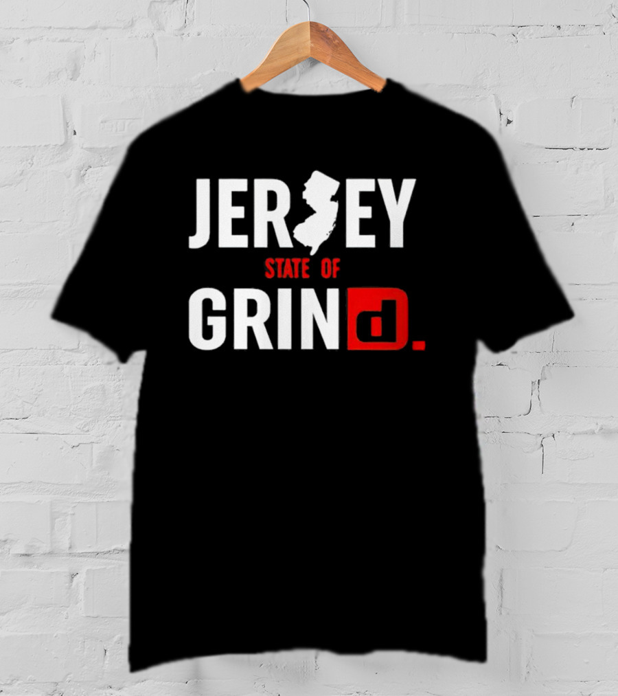 Jersey State Of Grind New Jersey Map Outline Typography T-Shirt