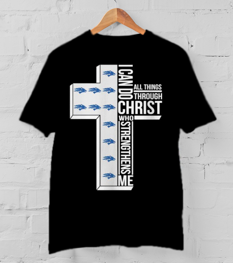 Nevada Wolf Pack I Can Do All Things Through Christ Who Strengthens Me Cross T-Shirt