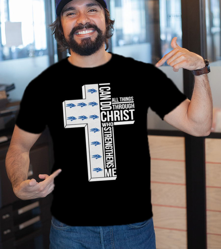 Nevada Wolf Pack I Can Do All Things Through Christ Who Strengthens Me Cross T-Shirt