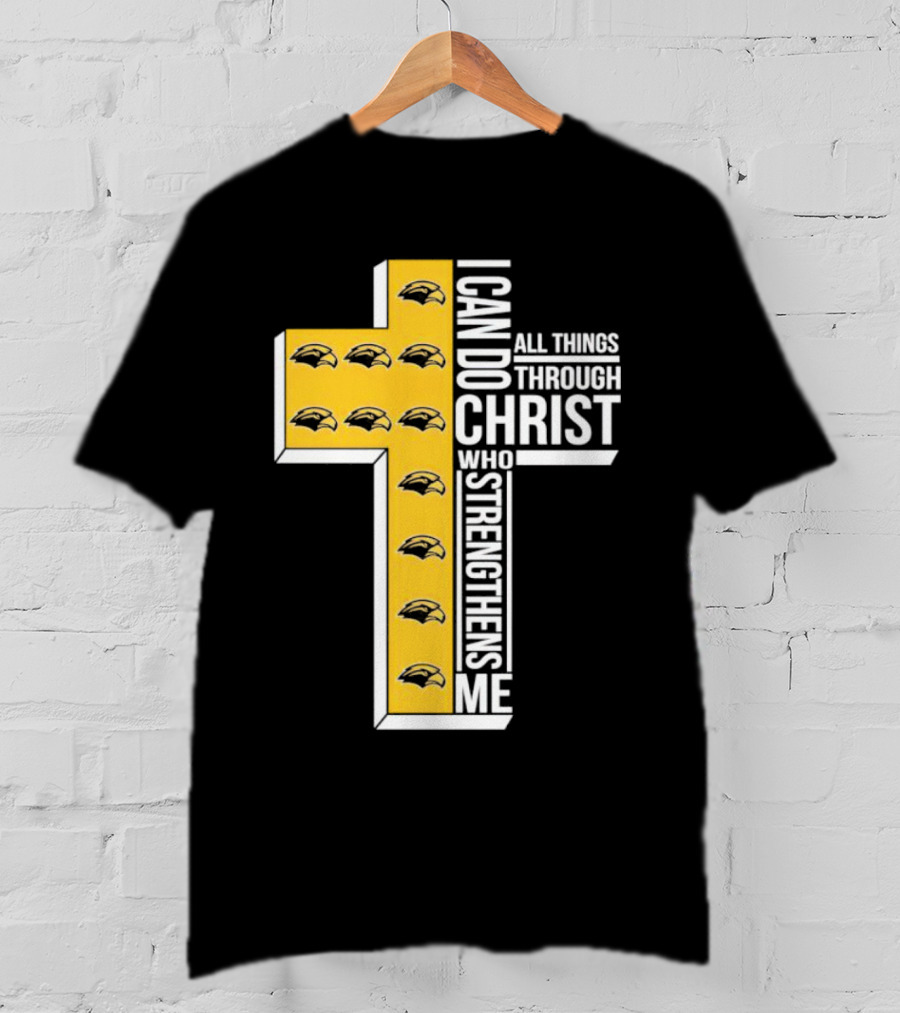 Southern Miss Golden Eagles I Can Do All Things Through Christ Who Strengthens Me Cross T-Shirt